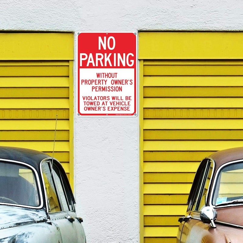 Faittoo No Parking Without Property Owner's Permission Sign, Violators Will Be Towed at Vehicle Owner's Expense (3 Pack) 14 x 10 Inches .40 Rust Free Aluminum Reflective Sign, UV Protected,Weather Resistant,W - Image 5